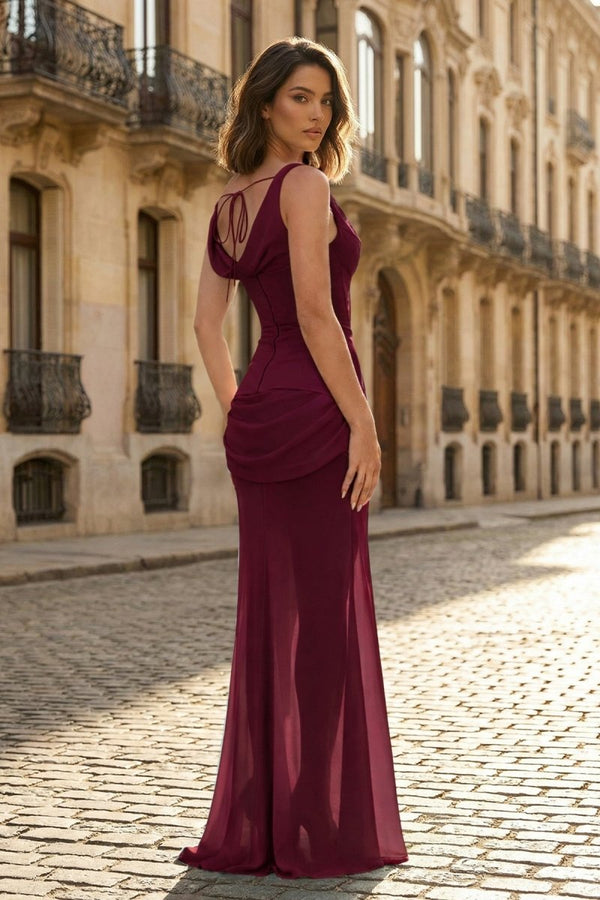 Sky Blue One Shoulder Sheath Chiffon Pleated Long Formal Prom Dresses – Prom Dress by KissProm | Available at KissProm