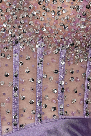 Purple Sweetheart Mermaid Satin Long Prom Dress with Beading - KissProm