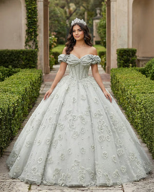Quinceanera Dress Elegant Grey Quinceanera Dresses Sweetheart Sleeveless Ball Gown Party Dresses - KissProm