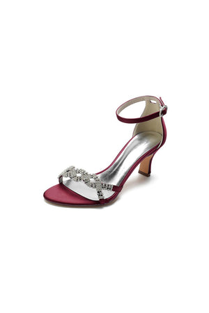 Elegant Blue Satin Pump with Silver Chain and Rhinestone Accents - KissProm