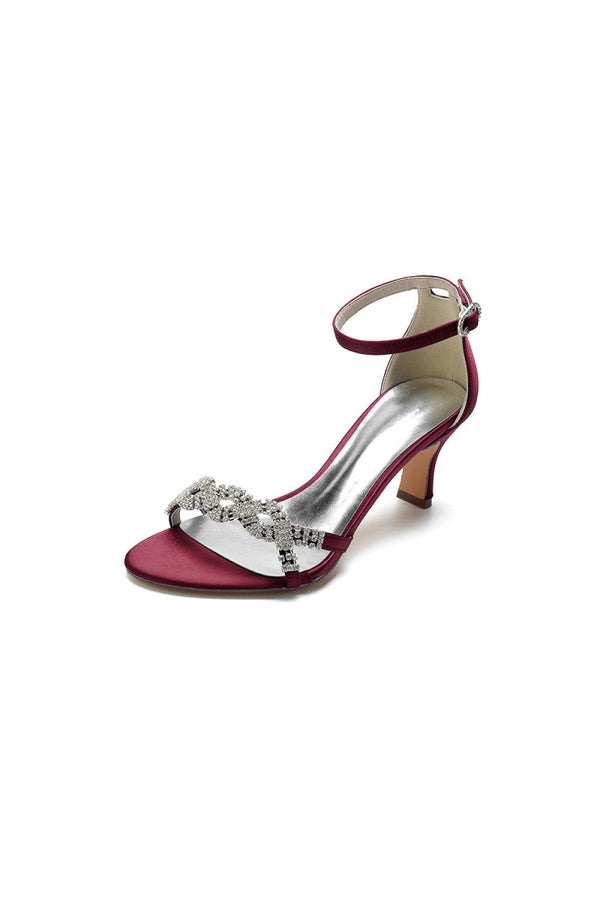 Elegant Blue Satin Pump with Silver Chain and Rhinestone Accents - KissProm
