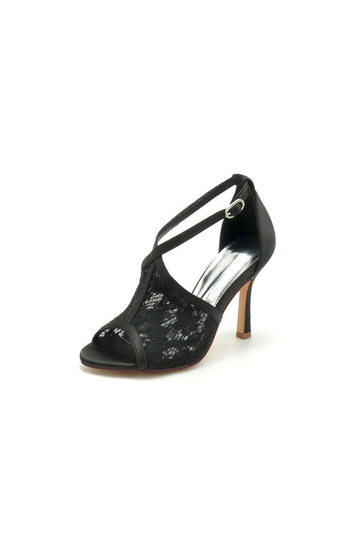 Elegant Simple Open Point Toe Lace Wedding Shoes - KissProm