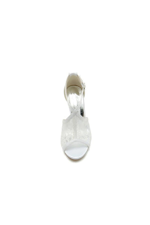 Elegant Simple Open Point Toe Lace Wedding Shoes - KissProm