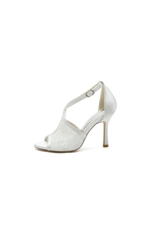 Elegant Simple Open Point Toe Lace Wedding Shoes - KissProm