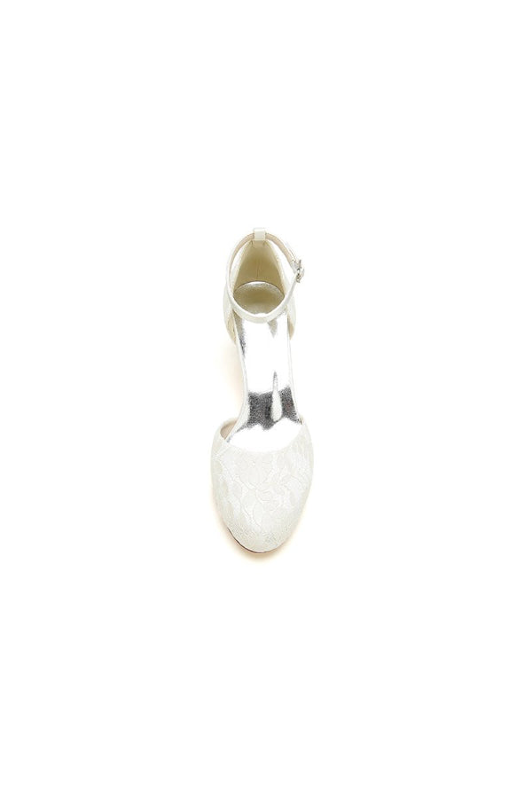 Elegant White Lace High Heels with Hollow - out Design - KissProm