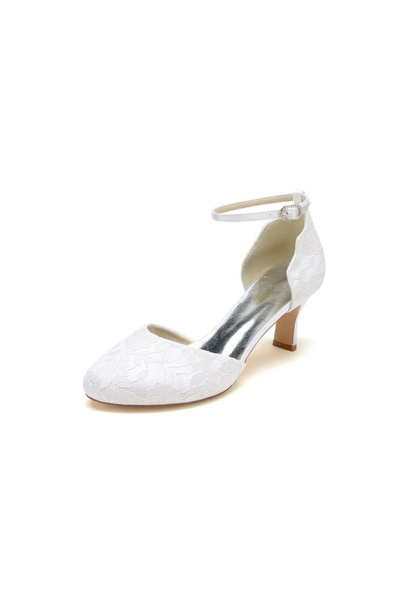 Elegant White Lace High Heels with Hollow - out Design - KissProm