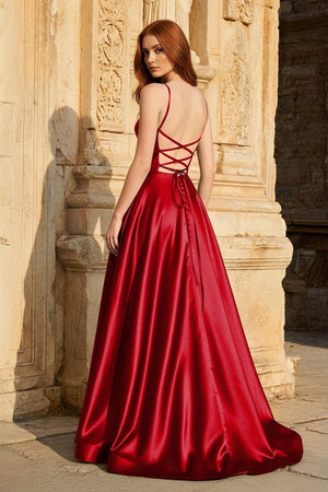 A Line Sweetheart Green Satin Long Prom Dresses with Slit - KissProm
