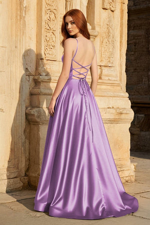 A Line Sweetheart Green Satin Long Prom Dresses with Slit - KissProm