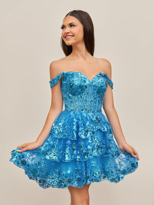 Peacock - A-Line Sweetheart Tiered Short Homecoming & Cocktail Dresses – Homecoming Dresses by KissProm | Available at KissProm