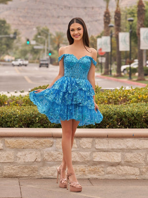 Peacock - A-Line Sweetheart Tiered Short Homecoming & Cocktail Dresses – Homecoming Dresses by KissProm | Available at KissProm