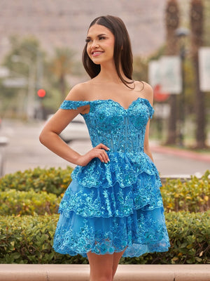 Peacock - A-Line Sweetheart Tiered Short Homecoming & Cocktail Dresses – Homecoming Dresses by KissProm | Available at KissProm