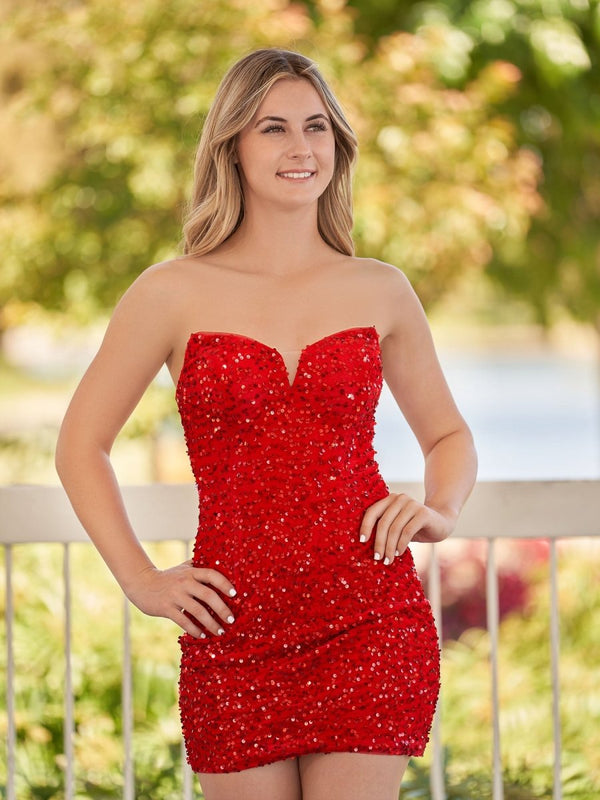 Evora | Bodycon Sweetheart Black Sequin Short Homecoming Dresses - KissProm