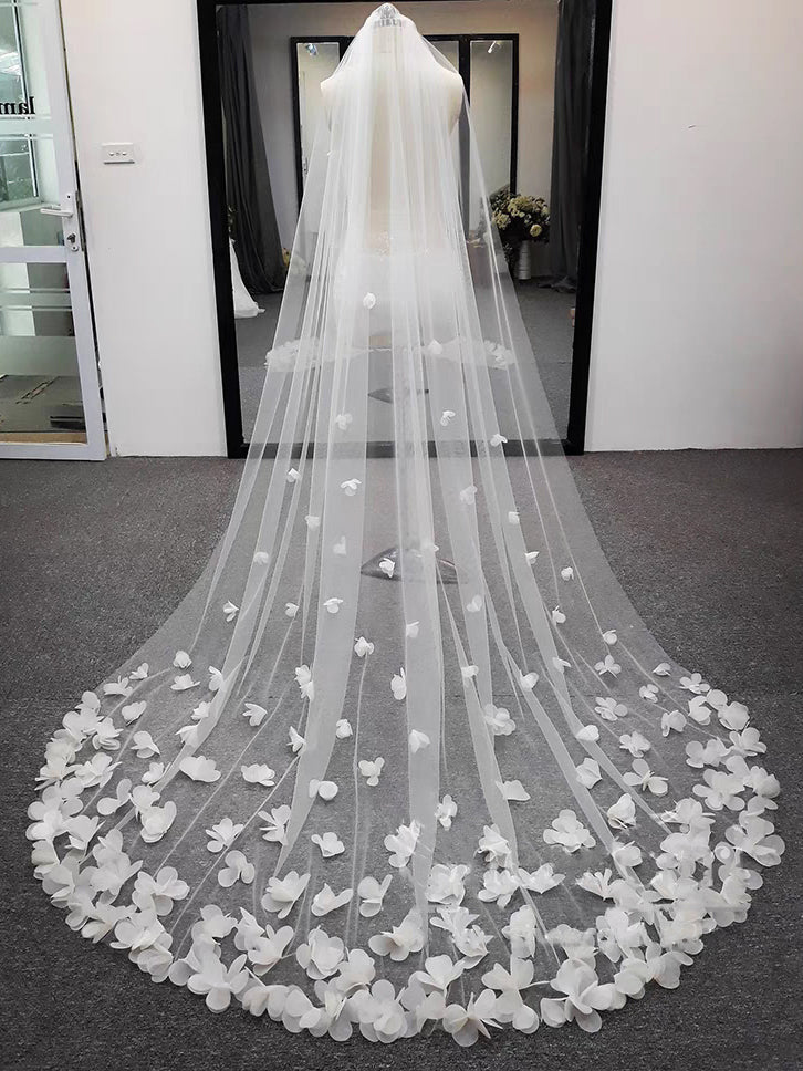 Exquise 3D Flower Lace Cathedral Veil Bridal Veil Wedding Veil – Wedding Veils by KissProm | Available at KissProm