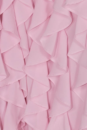 Pink Sheath Strapless Chiffon Long Prom Dresses With Ruffles – Prom Dresses by KissProm | Available at KissProm