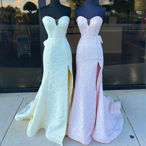 Finley | Strapless Floral Printed Mermaid Prom Dress With Split -KissProm