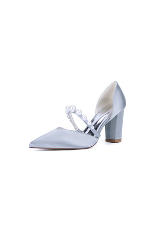 Fuchsia Satin High Heels with Pearl Accent - KissProm