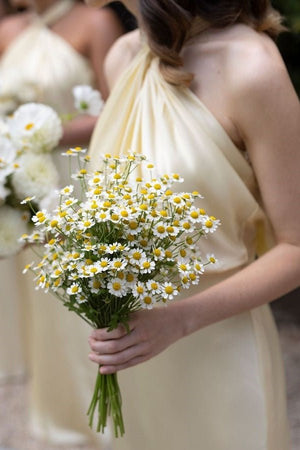 Yellow Halter Sheath Long Bridesmaid Dress with Twist Knot - KissProm