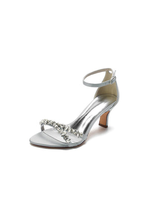 Glamorous Blue Shiny Pump with Silver Chain and Crystal Embellishments - KissProm