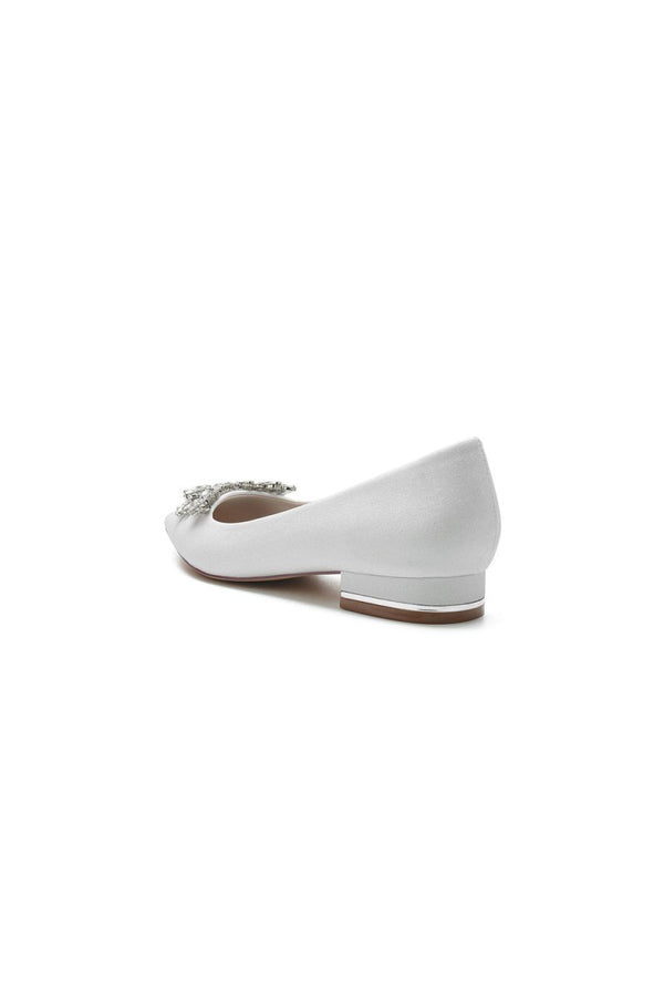 Glitter Pointed Toe Rhinestone Low Heels - KissProm