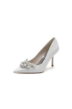 Glitter Pointed Toe Rhinestone Party Shoes - KissProm