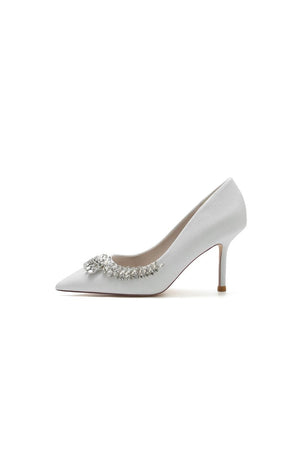 Glitter Pointed Toe Women's Wedding Shoes With Rhinestone - KissProm
