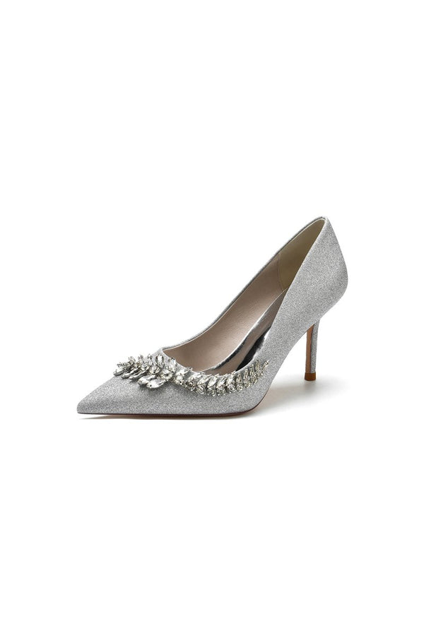 Glitter Pointed Toe Women's Wedding Shoes With Rhinestone - KissProm