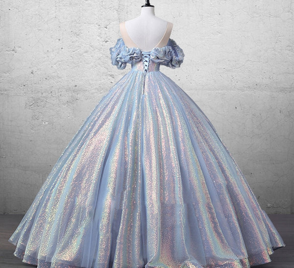 Glitz Mermaid  Blue Bridal Gown Fairy Prom Dress Dress