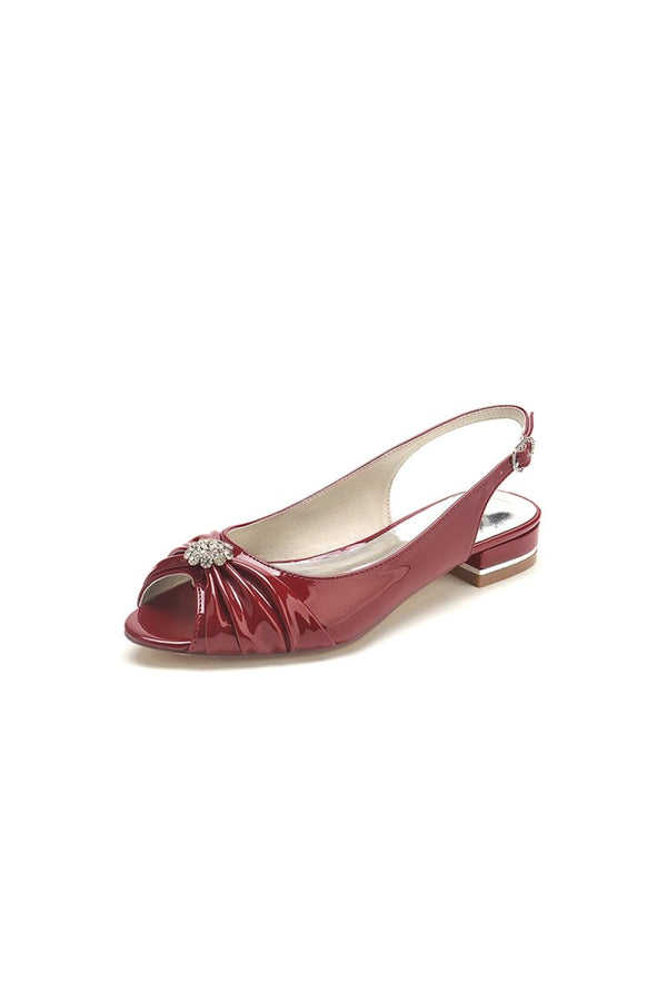 Glossy Fishmouth Sandals with Silver Metal Accents - KissProm