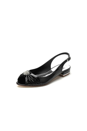 Glossy Fishmouth Sandals with Silver Metal Accents - KissProm