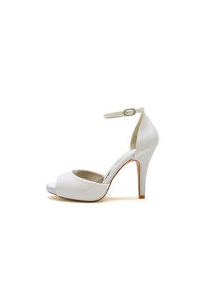 Gold Ankle Strap Peep Toe Wedding Shoes - KissProm