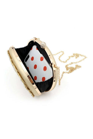 Gold Closure Beaded Clutch Bag - KissProm