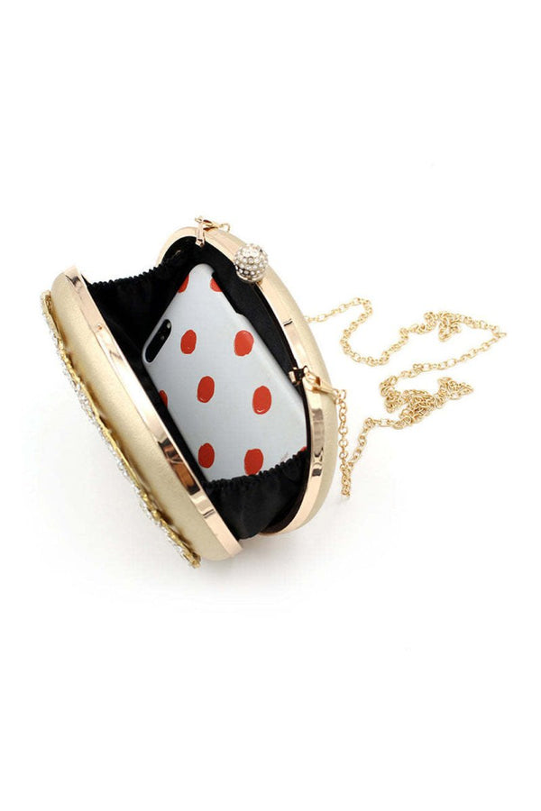 Gold Closure Beaded Clutch Bag - KissProm
