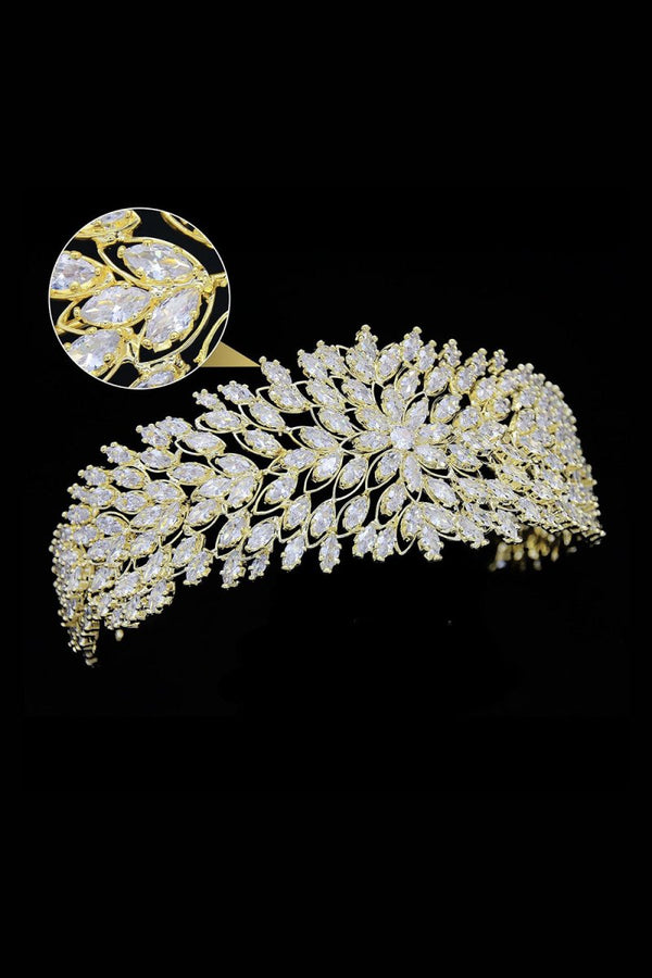 Gold Hair Pieces Crystal Crowns - KissProm