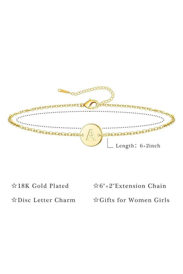 Gold Letter Initial Monogram Bracelets - KissProm