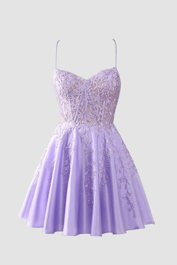 Green Appliques Sweetheart Lace-Up A-Line Short Party Dress