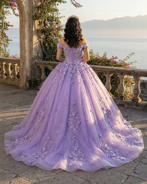 Lace Sky Blue Off the Shoulder Ball Gown Quinceanera Dresses – Quinceanera Dress by KissProm | Available at KissProm