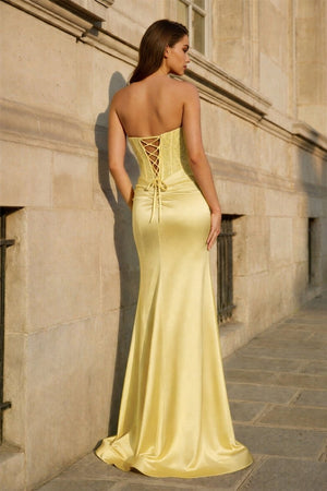 Fuchsia Beaded Strapless Applique Formal Dress with Slit – Prom Dresses by KissProm | Available at KissProm