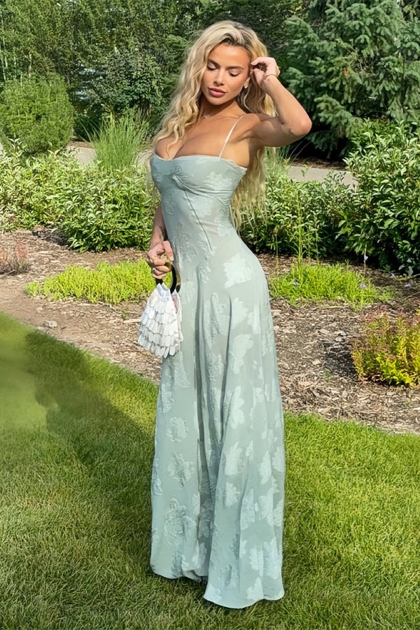 Pink Sheath Satin Floral Spaghetti Straps Long Prom Dresses – Prom Dresses by KissProm | Available at KissProm