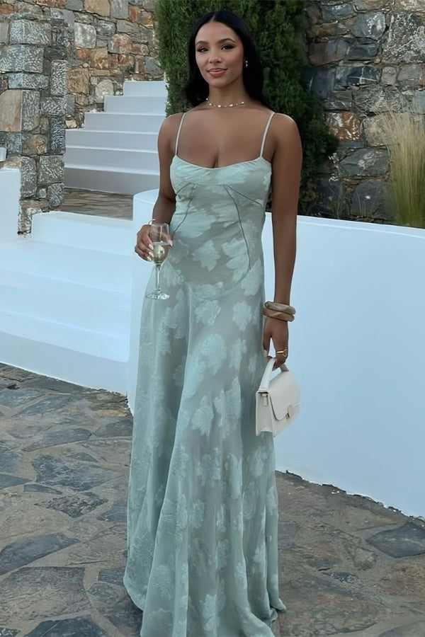 Pink Sheath Satin Floral Spaghetti Straps Long Prom Dresses – Prom Dresses by KissProm | Available at KissProm