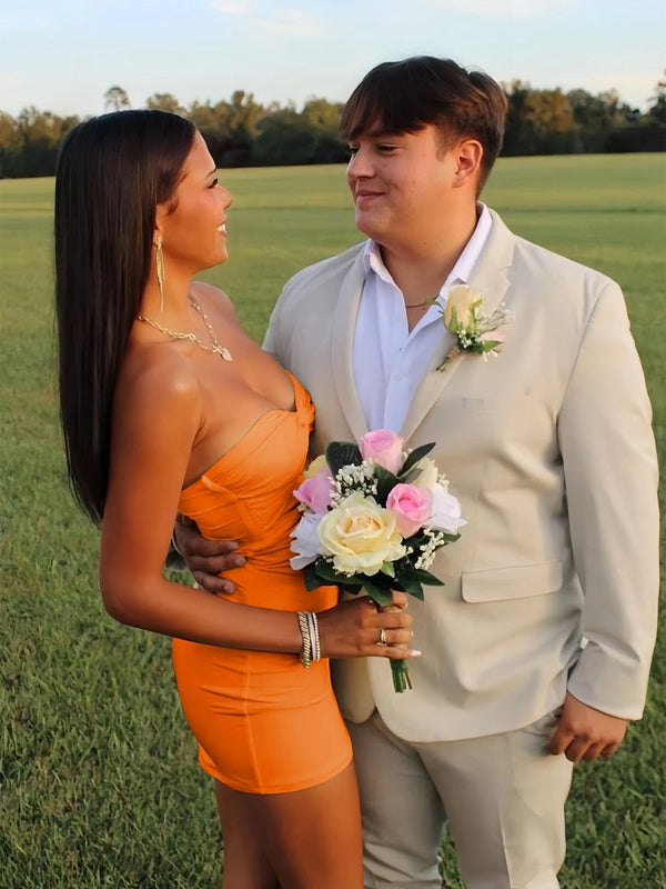 Issa | Yellow - Strapless Sheath Short Homecoming Dresses With Keyhole