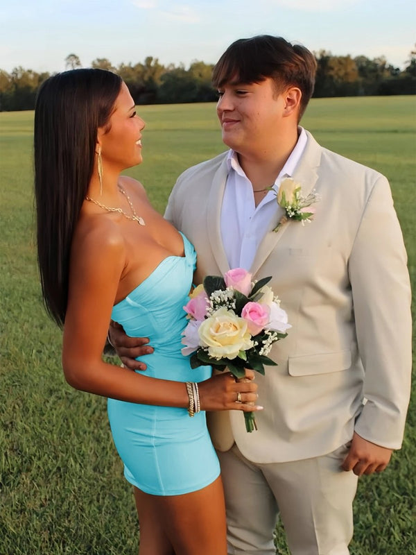 Issa | Yellow - Strapless Sheath Short Homecoming Dresses With Keyhole