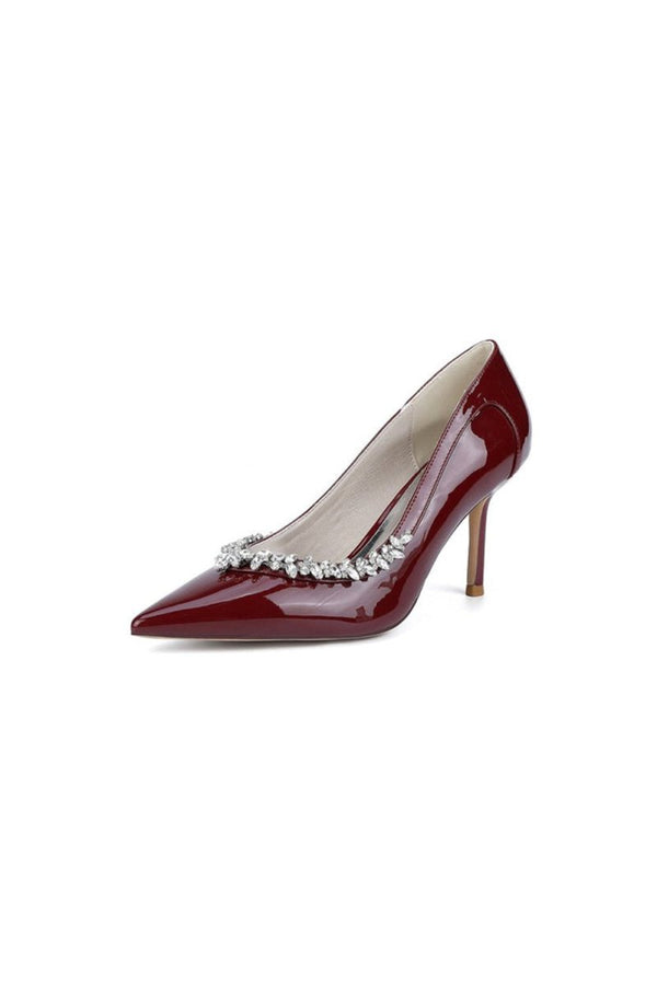 Ivory High Heels with Crystal - Embellished Metal Accent - KissProm
