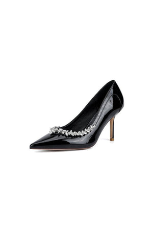 Ivory High Heels with Crystal - Embellished Metal Accent - KissProm