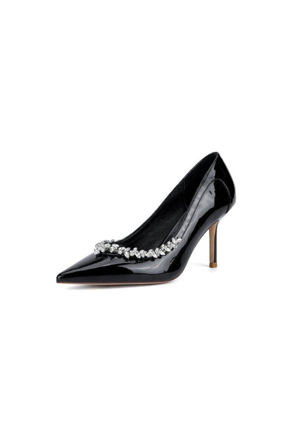 Ivory High Heels with Crystal - Embellished Metal Accent - KissProm