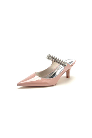 Burgundy Pointed Toe Wedding Shoes with Rhinestone - KissProm