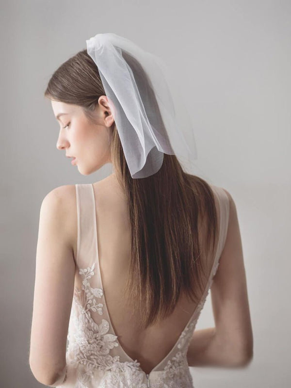 Ivory Tulle Blusher Wedding Veils Simple Bridal Veil - KissProm
