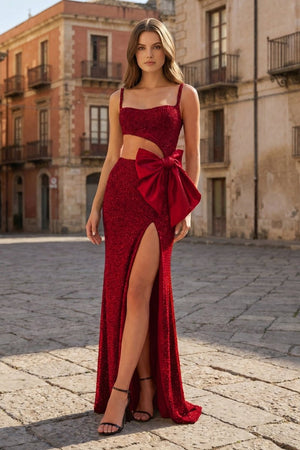 Gorgeous Mermaid Spaghetti Straps Black Beaded Prom Dresses with Slit - KissProm