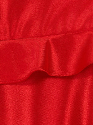 Junelle | Red - Sweetheart Satin Ruffles Short Homecoming Dresses