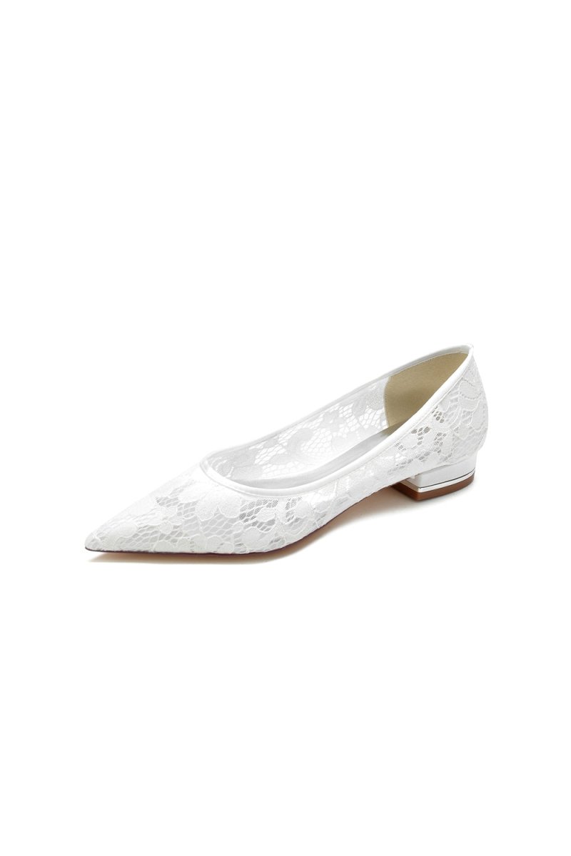 Lace Cocktail Pointed Toe Flats - KissProm