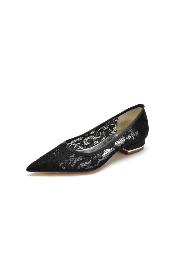 Lace Cocktail Pointed Toe Flats - KissProm